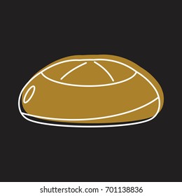 Bread bakery product in doodle style icons vector illustration for design and web  on black background. Bakery bread product vector object for labels and logo