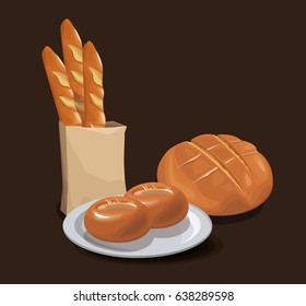 bread bakery product food organic. fresh bread concept design