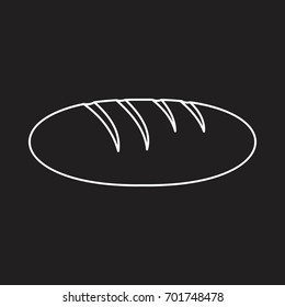Bread bakery product in thin line style icons vector illustration for design and web on black background. Bakery bread product vector object for labels and logo