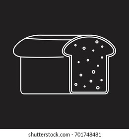 Bread bakery product in thin line style icons vector illustration for design and web on black background. Bakery bread product vector object for labels and logo