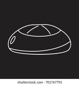 Bread bakery product in thin line style icons vector illustration for design and web on black background. Bakery bread product vector object for labels and logo