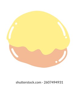 Bread and bakery products cartoon set. Whole loaf and cut into slices for toast, bagel and bun roll,