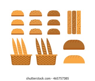 Bread, bakery products, color vector design elements