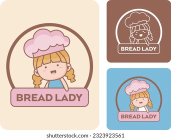 bread bakery shop girl character vector