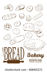 bread bakery shop set poster 