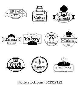 Bread and Bakery Stamp Black Vector Logos Set