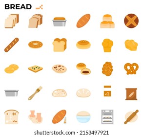 bread and baking icon set for bakery store, restaurant, cafe menu, websites, presentations, books.