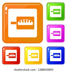 Bread baking icons set collection vector 6 color isolated on white background
