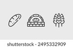 Bread and baking icons. Bread and baking trendy minimal icons set. Example: Bread Loaf, Brick Oven, Wheat icon. Design signs for web page, mobile app, packaging design. Vector illustration.