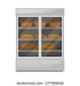 Bread baking in the oven, stage of bread production process on a white background