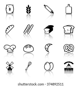 Bread and baking related icon set