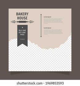 Bread banner template with photo. - Vector.