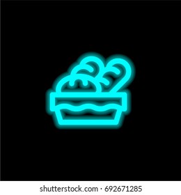 Bread Basket blue glowing neon ui ux icon. Glowing sign logo vector