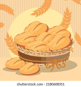 bread basket card with wheat leaves