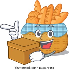 Bread basket cartoon design style having a box