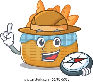 Brotkorb ein erfahrener Forscher mit einem Kompass