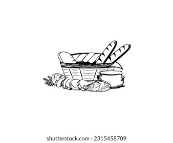 bread basket hand drawn vectors