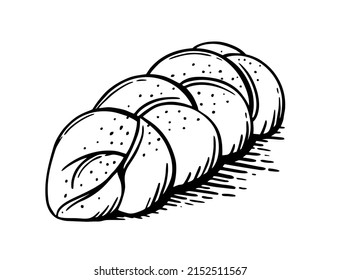 Bread basket is a hand-drawn bakery element Vector  doodles. For cafe and bakery menus