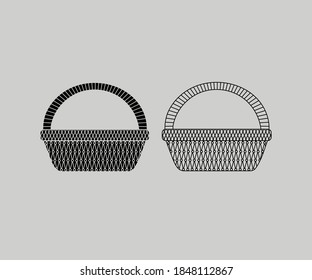diseño de icono de la cesta de pan. Símbolo de utensilios de cocina. icono del icono del símbolo de la ilustración del vector de la cesta de pan sobre fondo aislado blanco.