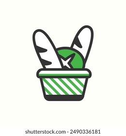 bread basket icon, isolated icon theme bakery