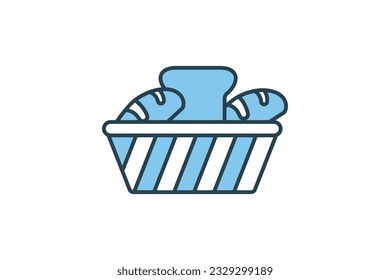 Icono de la canasta de pan. icono relacionado con el elemento de panadería. Diseño de estilo de icono de línea plana. Diseño de vector simple editable