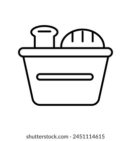 Brotkorb-Symbol mit weißem Hintergrund Vektorgrafik Stock Illustration