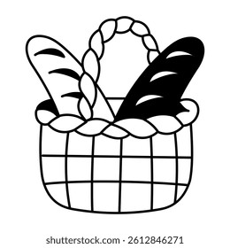 Bread basket illustration in hand drawn style 
