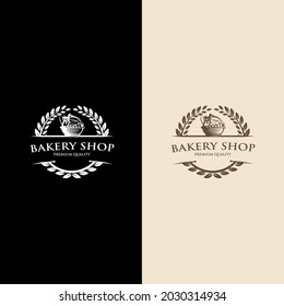 Bread basket logo. Bakery badge or label retro vector illustration.