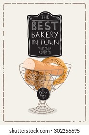 Bread basket poster illustration.