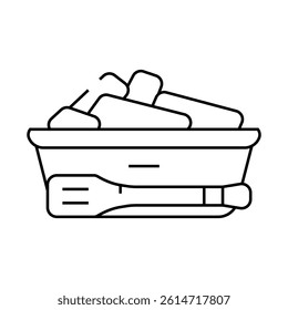bread basket with tongs in canteen line icon vector. bread basket with tongs in canteen sign. isolated contour symbol black illustration
