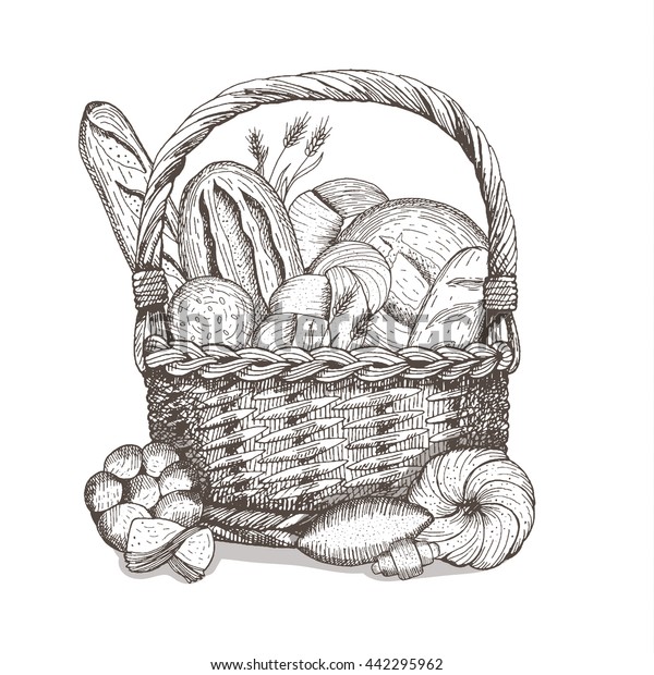 Bread Basket Vector Illustration Stock Vector (Royalty Free) 442295962