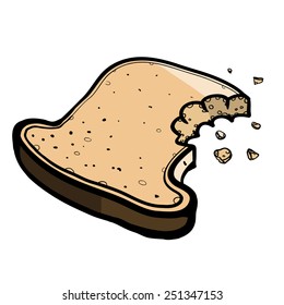 Bread bit. A children's sketch. Color image