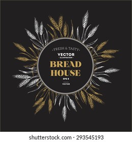 Bread black design template round composition. Vector illustration