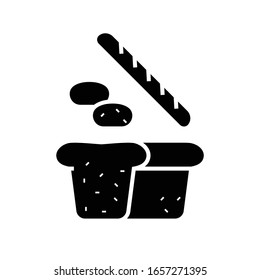 Bread black icon, concept illustration, vector flat symbol, glyph sign.