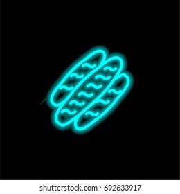 Bread blue glowing neon ui ux icon. Glowing sign logo vector