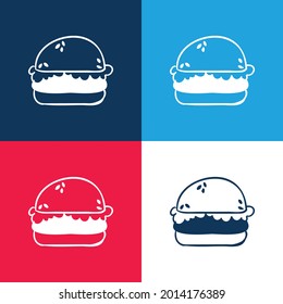 Juego de iconos mínimo de cuatro colores azul y rojo de pan