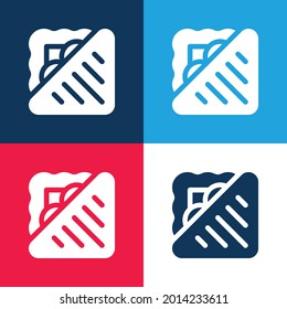 Juego de iconos mínimo de cuatro colores azul y rojo de pan