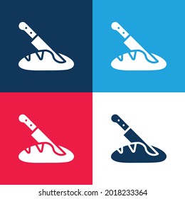 Bread blue and red four color minimal icon set
