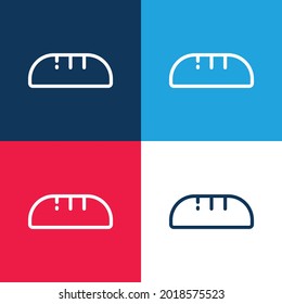 Juego de iconos mínimo de cuatro colores azul y rojo de pan