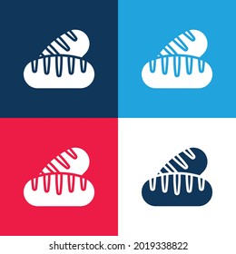Bread blue and red four color minimal icon set