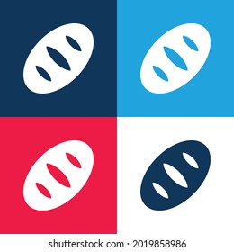 Bread blue and red four color minimal icon set