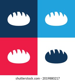 Juego de iconos mínimo de cuatro colores azul y rojo de pan