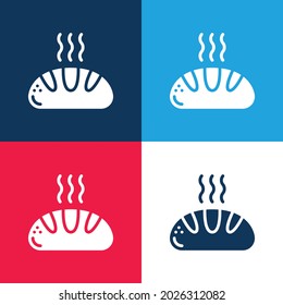 Juego de iconos mínimo de cuatro colores azul y rojo de pan