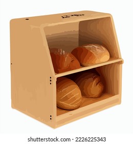 Bread Box Realistic Vector. Illustration Vector Cartoon Drawing