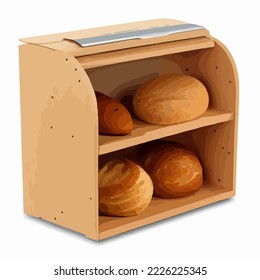 Bread Box Realistic Vector. Illustration Vector Cartoon Drawing