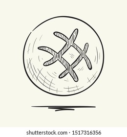 Bread bun. Black and white sketch vector illustration.