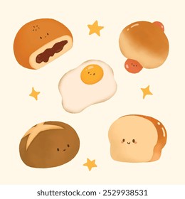 Bread bun and breakfast vector illustration