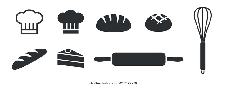 Bread bun loaf and other different bakery icons