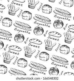 bread and bun. set of vector sketches