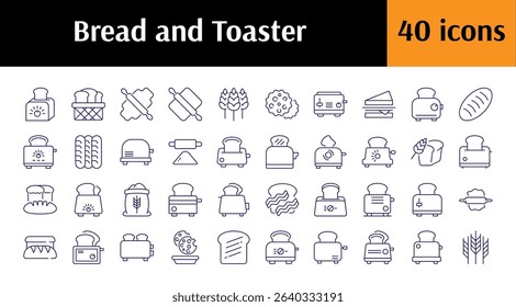 Bread Bundle of Thin Icons. Editable Stroke. Perfect for Web Sites, Books, Cards, Apps